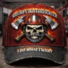 Grumpy Old Firefighter Skull I Do What I Want Baseball Cap