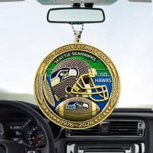 Seattle Seahawks 50th Anniversary 1976-2026 Super Bowl XLVIII Champions Car Hanging Ornament