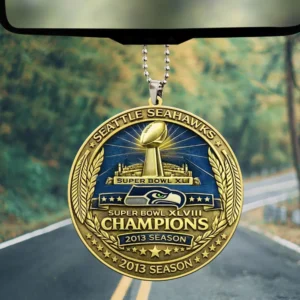 Seattle Seahawks 50th Anniversary 1976-2026 Super Bowl XLVIII Champions Car Hanging Ornament