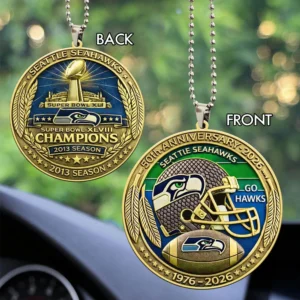 Seattle Seahawks 50th Anniversary 1976-2026 Super Bowl XLVIII Champions Car Hanging Ornament
