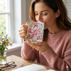 Breast Cancer Awareness Personalized Survivor Stained Glass Mug