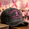 Breast Cancer Survivors Club 100% Tough Lifetime Fighter Distressed Hat