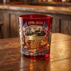 USA 250th Anniversary 1776-2026 Whiskey Glass