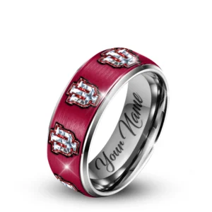 Indiana Hoosiers American Flag Custom Name Ring