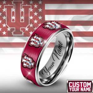Indiana Hoosiers American Flag Custom Name Ring