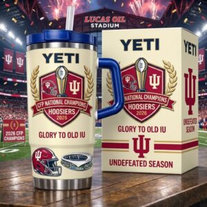 Indiana Hoosiers 2026 CFP National Champions Undefeated Season YETI Tumbler