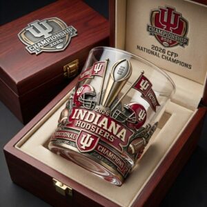 Indiana Hoosiers 2026 CFP National Champions Whiskey Glass