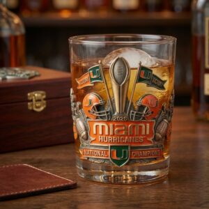 Miami Hurricanes 2026 National Champions Whiskey Glass