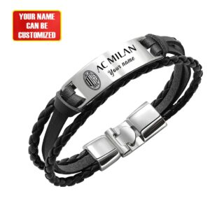 AC Milan Personalized Name Leather Bracelet