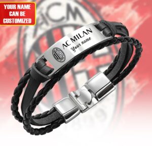 AC Milan Personalized Name Leather Bracelet