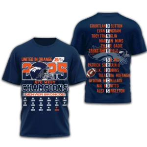 Denver Broncos 2025 AFC West Champions Roster T-Shirt
