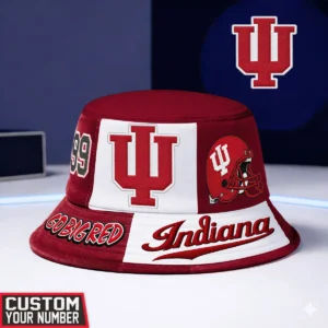 Indiana Hoosiers Go Big Red Custom Number Bucket Hat