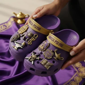 Omega Psi Phi Custom Crocs With Charms