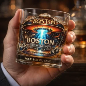 Boston 50th Anniversary 1976-2026 Rock & Roll Band Whiskey Glass