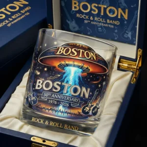 Boston 50th Anniversary 1976-2026 Rock & Roll Band Whiskey Glass