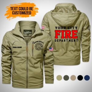 Personalized Name Love Firefighter Men Detachable Hat Waterproof Jacket