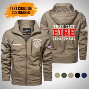 Personalized Name Love Firefighter Men Detachable Hat Waterproof Jacket