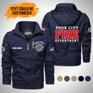Personalized Name Love Firefighter Men Detachable Hat Waterproof Jacket