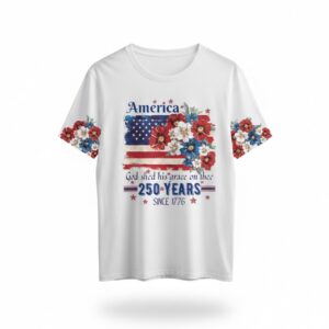 America 250 Years Since 1776 Floral Flag T-Shirt