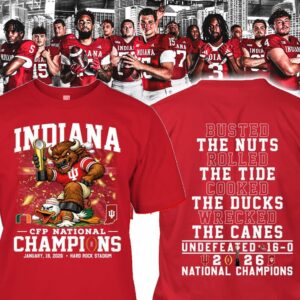 Indiana Hoosiers 2026 CFP National Champions Undefeated 16-0 T-Shirt