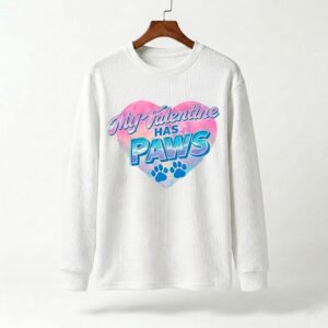 My Valentine Has Paws Waffle Knit Sweatshirt