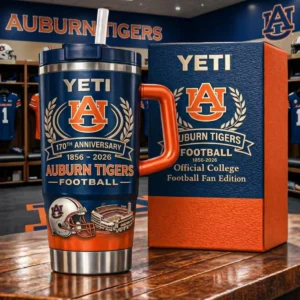 Auburn Tigers 170th Anniversary 1856 - 2026 Football Yeti Tumbler