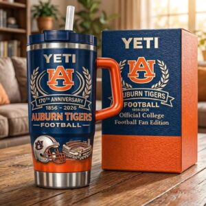 Auburn Tigers 170th Anniversary 1856 - 2026 Football Yeti Tumbler