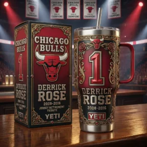 Chicago Bulls Derrick Rose Jersey Retirement Tribute YETI Tumbler