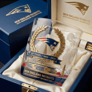 New England Patriots 65th Anniversary 1960-2025 Whiskey Glass