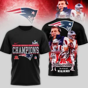 New England Patriots American Football Conference Champions Super Bowl LIX T-Shirt
