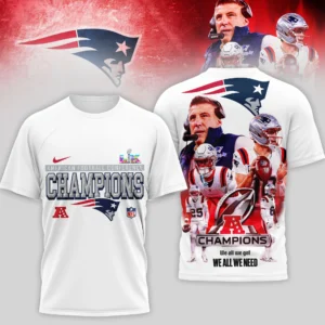 New England Patriots American Football Conference Champions Super Bowl LIX T-Shirt