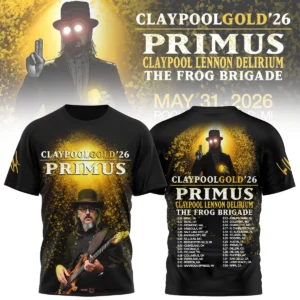 Primus Claypoolgold '26 Tour Dates T-Shirt