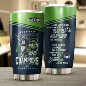 Seattle Seahawks 2025 NFC West Division Champions Roster Tumbler