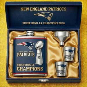 New England Patriots Super Bowl LX Champions 2026 Flask Set