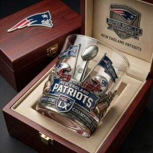 New England Patriots Super Bowl LX Champions 2026 Whiskey Glass