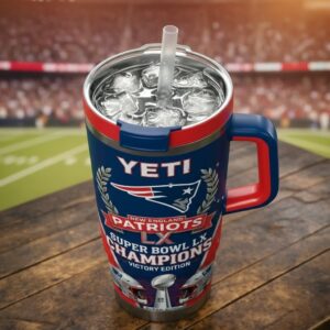 New England Patriots Super Bowl LX Champions Victory Edition YETI Tumbler