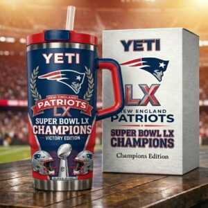 New England Patriots Super Bowl LX Champions Victory Edition YETI Tumbler