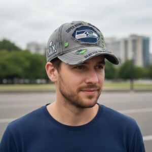Seattle Seahawks Super Bowl LX Champions 2026 Distressed Cap
