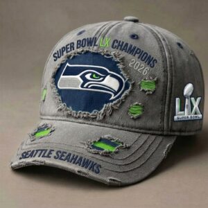 Seattle Seahawks Super Bowl LX Champions 2026 Distressed Cap