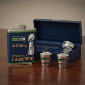 Seattle Seahawks Super Bowl LX Champions 2026 Flask Set