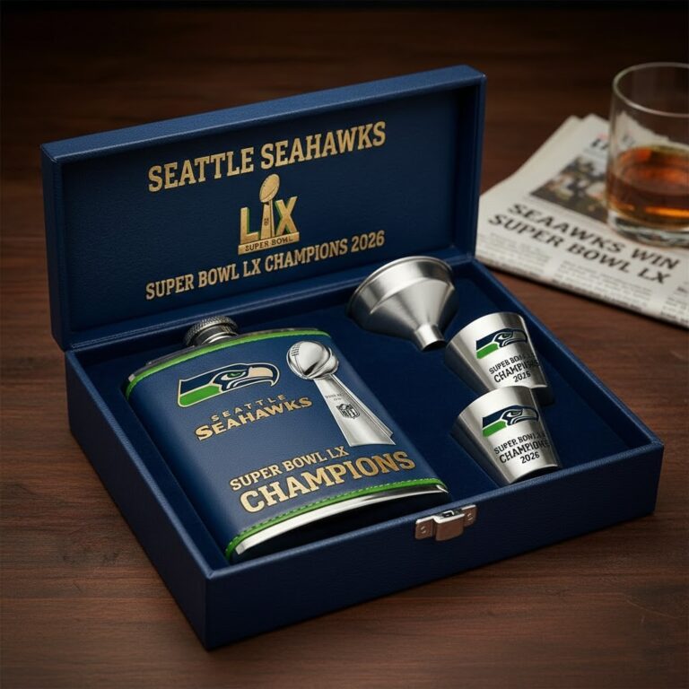 Seattle Seahawks Super Bowl LX Champions 2026 Flask Set - LeagueLockerGear