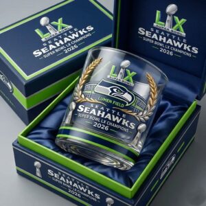 Seattle Seahawks Super Bowl LX Champions 2026 Whiskey Glass