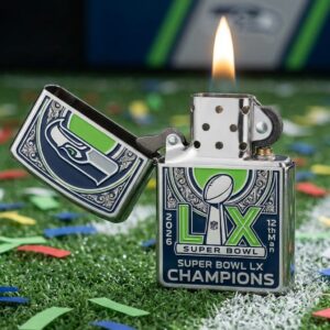 Seattle Seahawks Super Bowl LX Champions 2026 Zippo Lighter