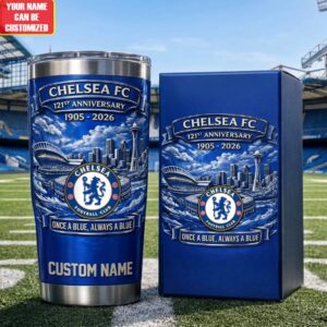 Chelsea FC 121st Anniversary 1905-2026 Custom Name Tumbler Cup