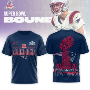 New England Patriots AFC Super Bowl Champions 2026 Roster T-Shirt