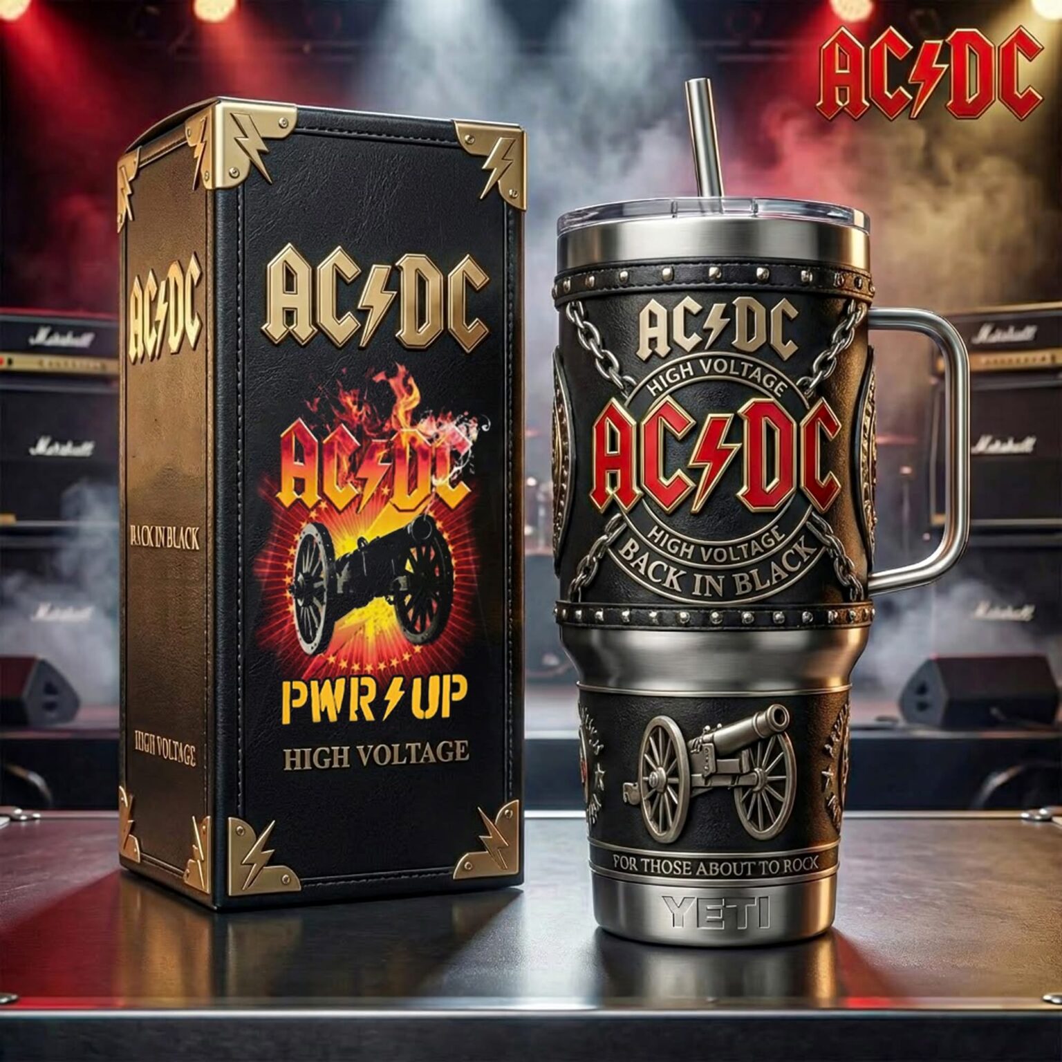 AC/DC High Voltage Back In Black For Those About To Rock YETI Tumbler ...