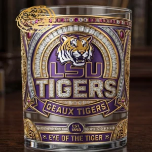 LSU Tigers EST 1893 Eye Of The Tiger Whiskey Glass