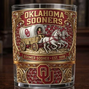Oklahoma Sooners Boomer Sooner EST. 1895 Whiskey Glass