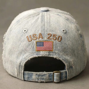 USA Patriotic 250th Anniversary 1776-2026 Distressed Denim Cap