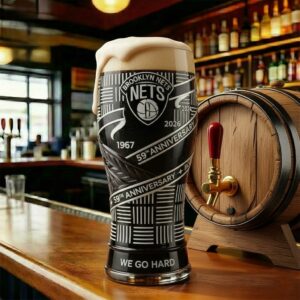 Brooklyn Nets 59th Anniversary 1967-2026 Beer Glass